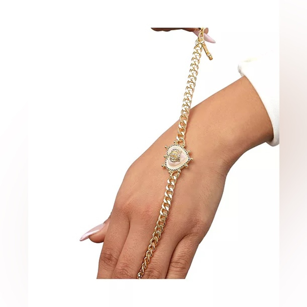 Juicy Couture Gold-Tone Mother of Pearl Chain Bracelet with Crown Heart Charm - Picture 3 of 5